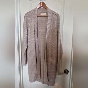 Lucky Brand Taupe Knit Long Cardigan